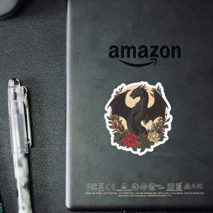 STICKER | Black Dragon Floral | BOOKS00040