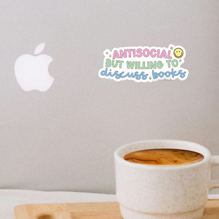 STICKER | Antisocial but Willing to Discuss Books | BOOKS00037