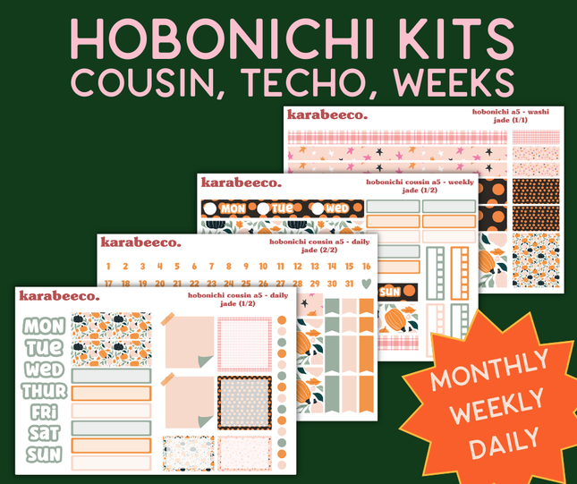 Jade Hobonichi Sticker Kit | Cousin A5, Techo A6, Weeks