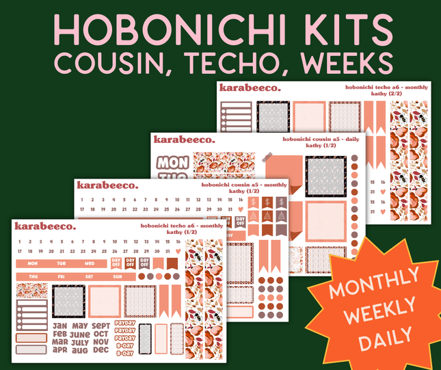 Kathy Hobonichi Sticker Kit | Cousin A5, Techo A6, Weeks