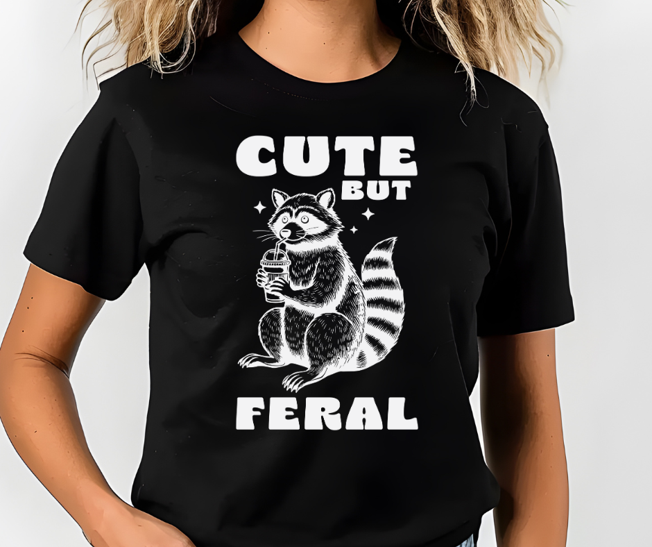 Comfort Colors Tee | Cute But Feral Funny Raccoon [382]