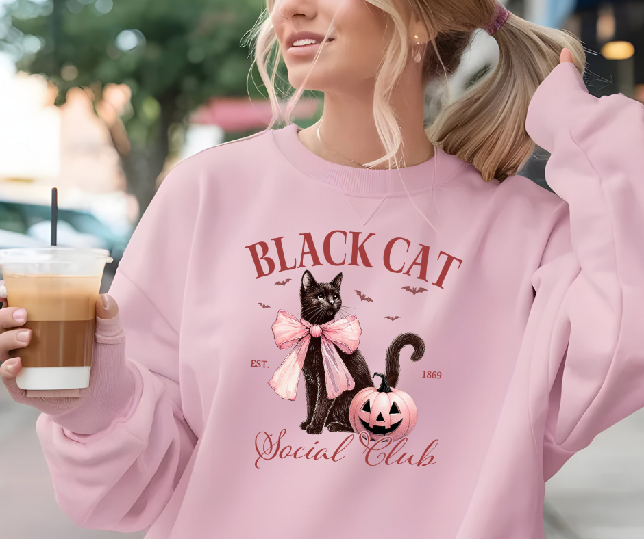 Gildan Crewneck | Halloween Black Cat Social Club [431]