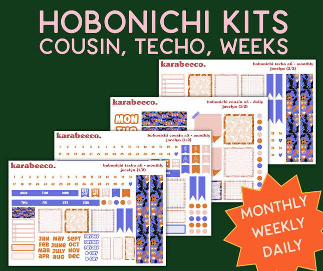 Jocelyn Hobonichi Sticker Kit | Cousin A5, Techo A6, Weeks