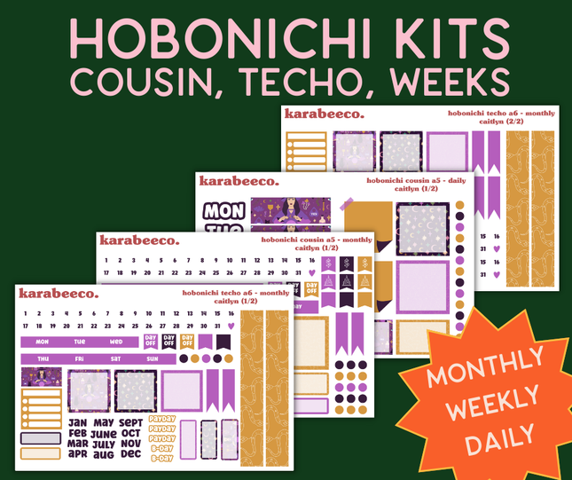 Caitlyn Hobonichi Sticker Kit | Cousin A5, Techo A6, Weeks