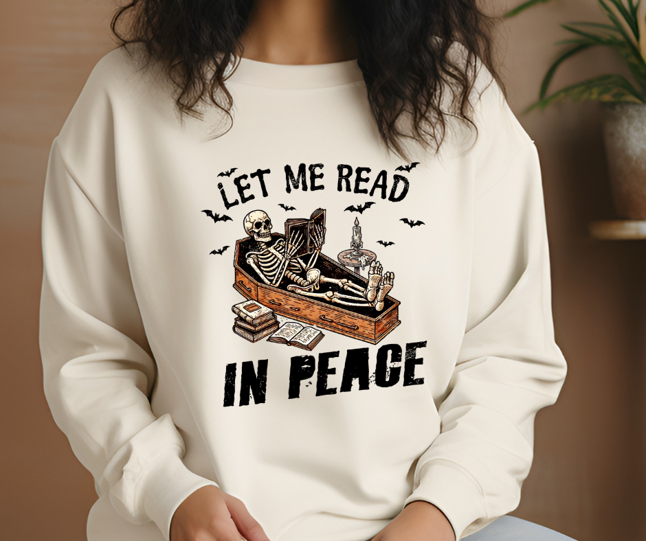 Gildan Crewneck | Halloween Let Me Read in Peace [486]