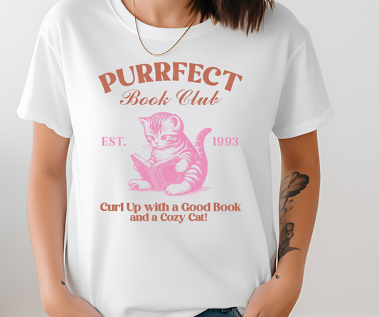 Comfort Colors Tee | Purrfect Book Club Funny Cat [374]