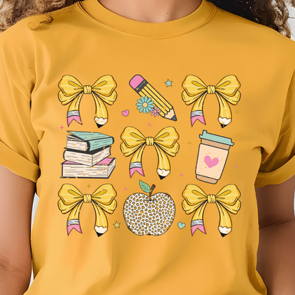 Comfort Colors Tee | Teacher Coquette Bows [371]
