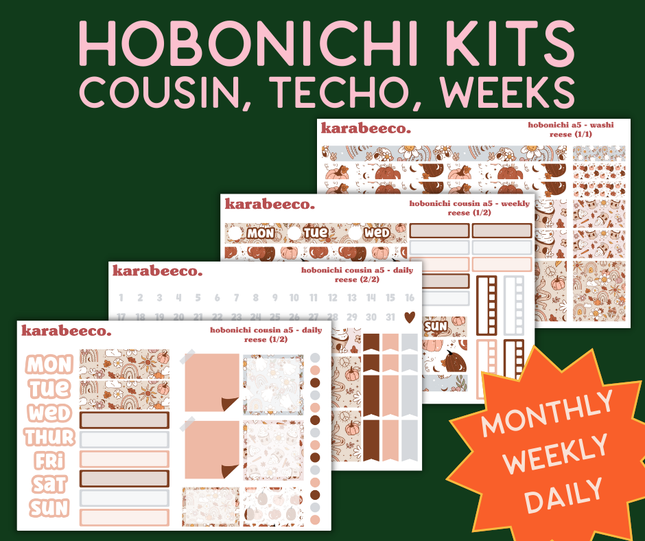 Reese Hobonichi Sticker Kit | Cousin A5, Techo A6, Weeks