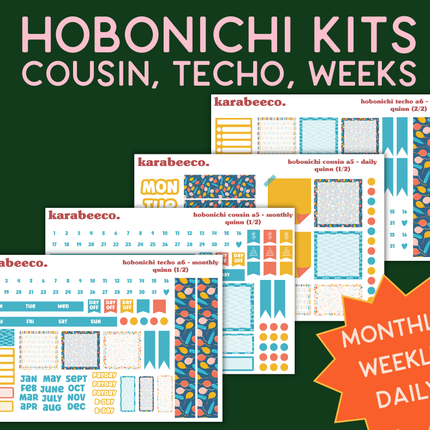 Quinn Hobonichi Sticker Kit | Cousin A5, Techo A6, Weeks