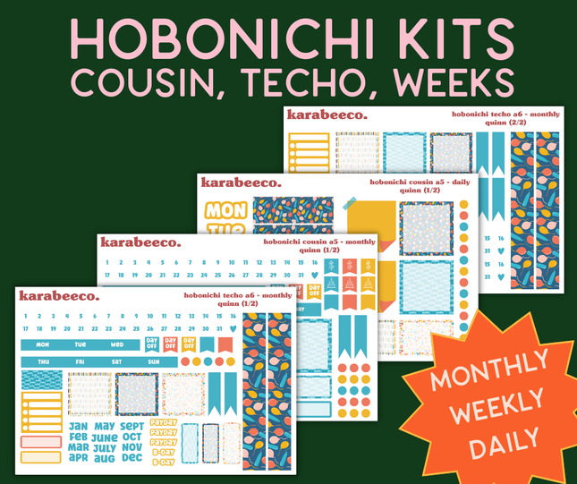 Quinn Hobonichi Sticker Kit | Cousin A5, Techo A6, Weeks