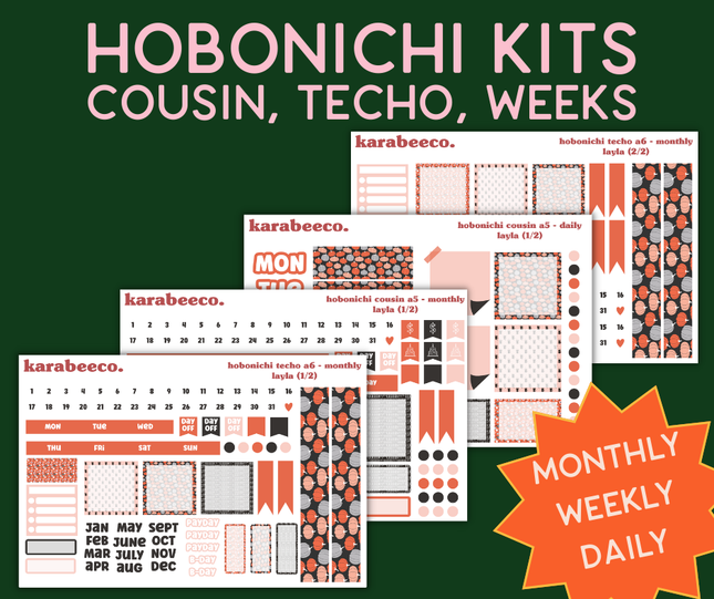 Layla Hobonichi Sticker Kit | Cousin A5, Techo A6, Weeks