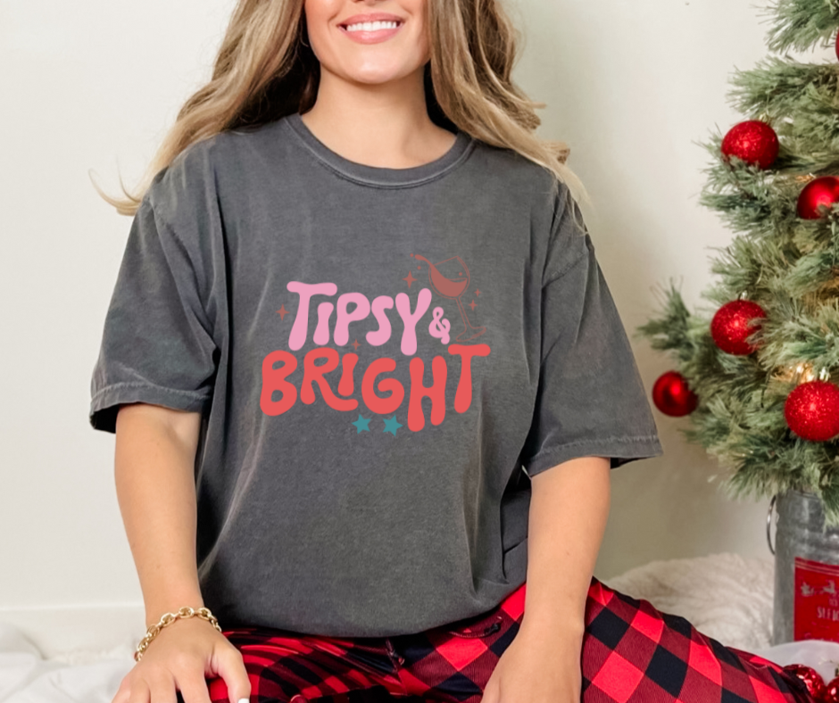 Comfort Colors Tee | Christmas Tipsy & Bright [516]