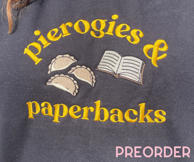 Embroidered Crewneck Preorder | Pierogies and Paperbacks