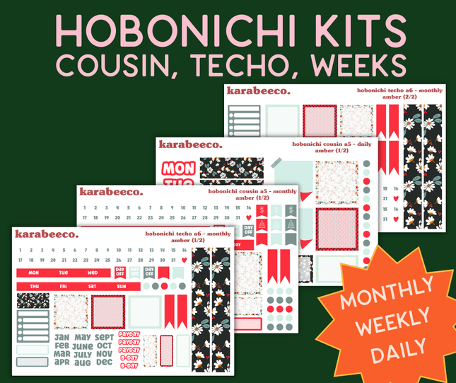Amber Hobonichi Sticker Kit | Cousin A5, Techo A6, Weeks