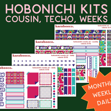 Valerie Hobonichi Sticker Kit | Cousin A5, Techo A6, Weeks