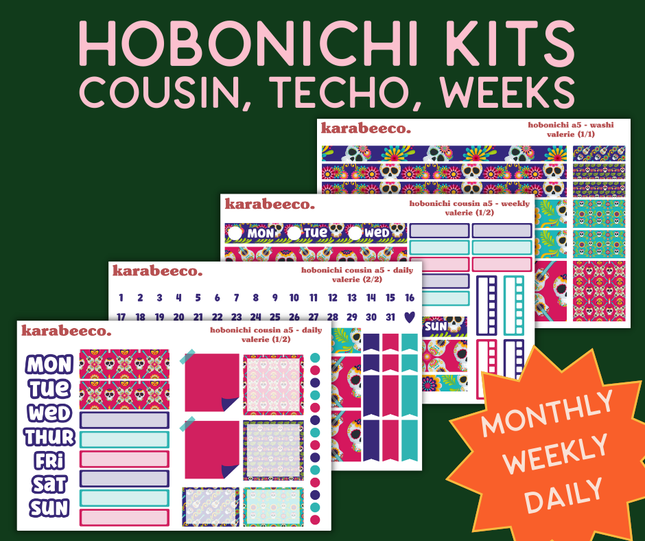 Valerie Hobonichi Sticker Kit | Cousin A5, Techo A6, Weeks