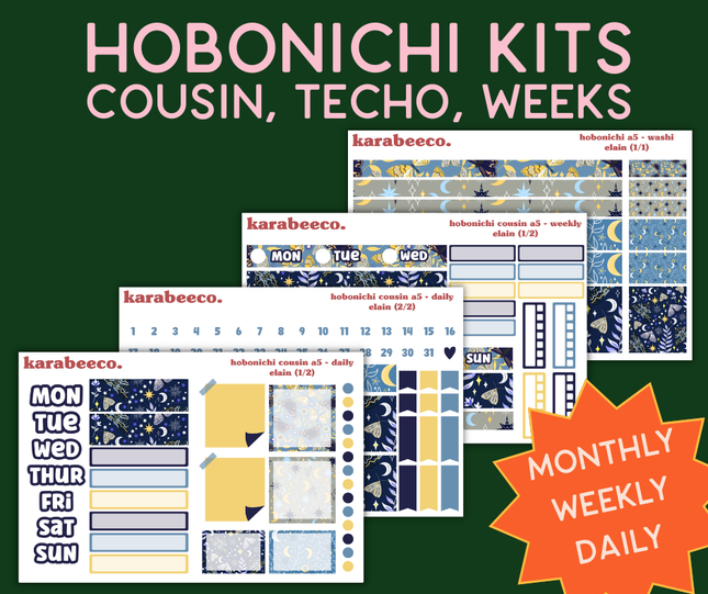 Elain Hobonichi Sticker Kit | Cousin A5, Techo A6, Weeks
