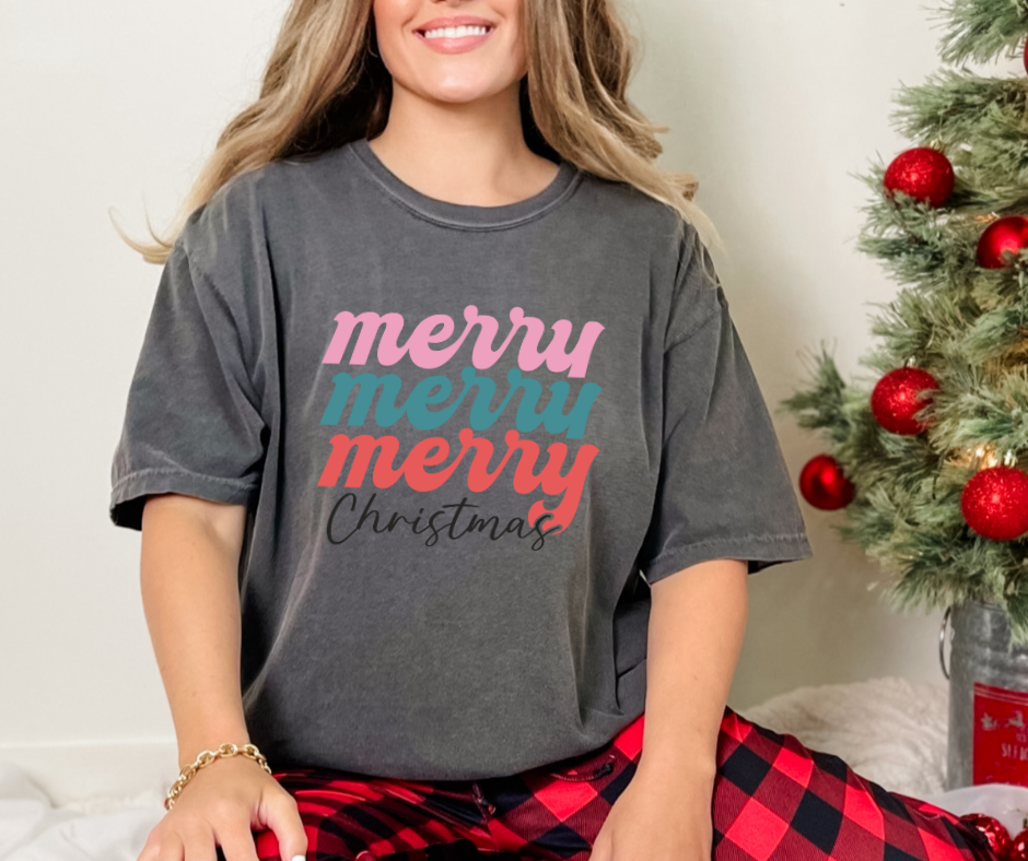 Comfort Colors Tee | Pink Merry Christmas [514]