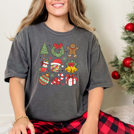 Comfort Colors Tee | Christmas Disco Ball Doodles [571]