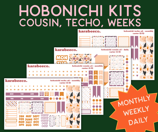 Carter Hobonichi Sticker Kit | Cousin A5, Techo A6, Weeks