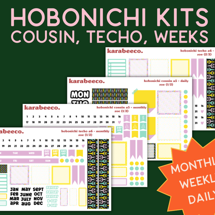 Zoe Hobonichi Sticker Kit | Cousin A5, Techo A6, Weeks