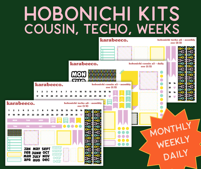 Zoe Hobonichi Sticker Kit | Cousin A5, Techo A6, Weeks
