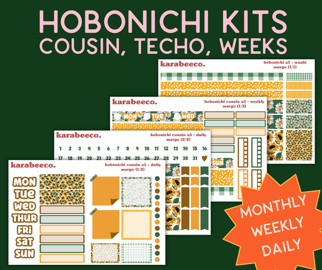 Margo Hobonichi Sticker Kit | Cousin A5, Techo A6, Weeks
