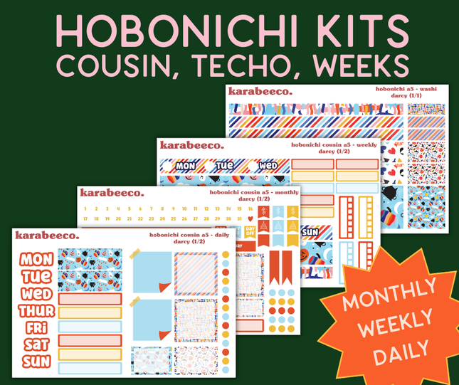 Darcy Hobonichi Sticker Kit | Cousin A5, Techo A6, Weeks