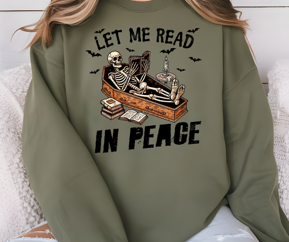 Gildan Crewneck | Halloween Let Me Read in Peace [486]