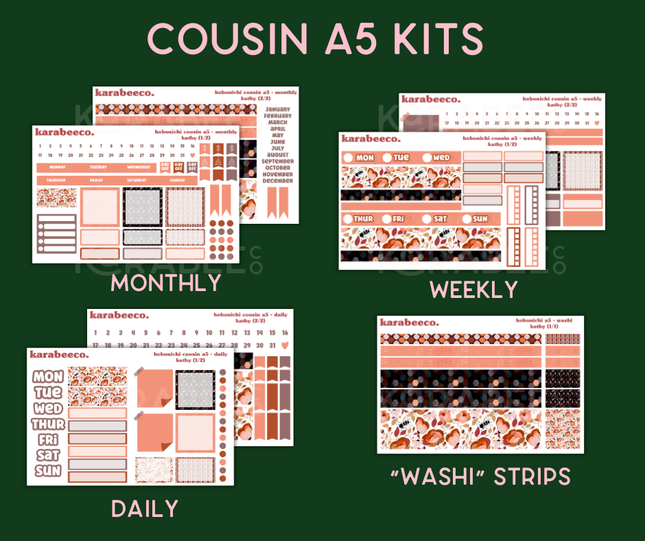 Kathy Hobonichi Sticker Kit | Cousin A5, Techo A6, Weeks
