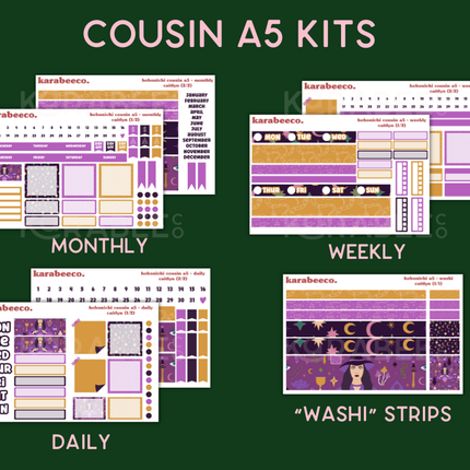 Caitlyn Hobonichi Sticker Kit | Cousin A5, Techo A6, Weeks