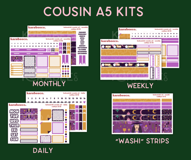 Caitlyn Hobonichi Sticker Kit | Cousin A5, Techo A6, Weeks
