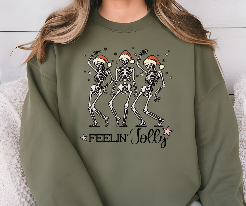 Gildan Crewneck | Feeling Jolly Dancing Skeleton [635]