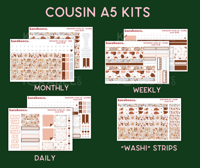Reese Hobonichi Sticker Kit | Cousin A5, Techo A6, Weeks
