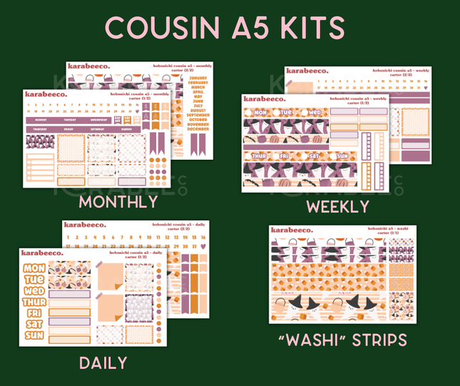 Carter Hobonichi Sticker Kit | Cousin A5, Techo A6, Weeks