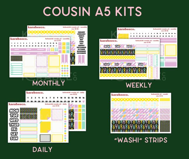 Zoe Hobonichi Sticker Kit | Cousin A5, Techo A6, Weeks