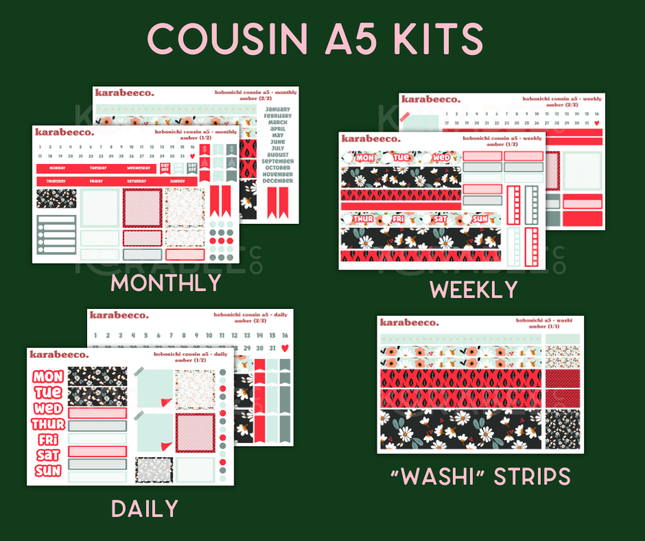 Amber Hobonichi Sticker Kit | Cousin A5, Techo A6, Weeks