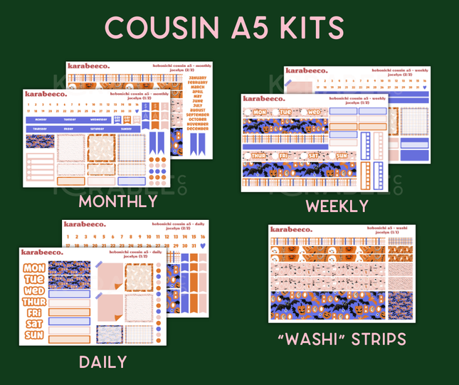 Jocelyn Hobonichi Sticker Kit | Cousin A5, Techo A6, Weeks