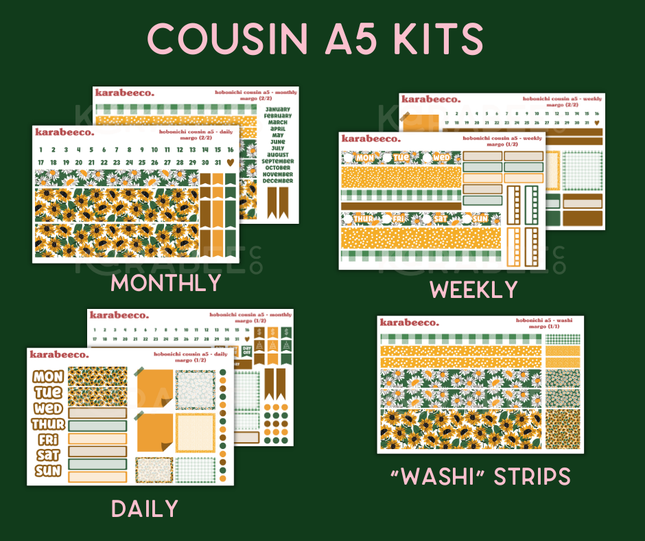 Margo Hobonichi Sticker Kit | Cousin A5, Techo A6, Weeks