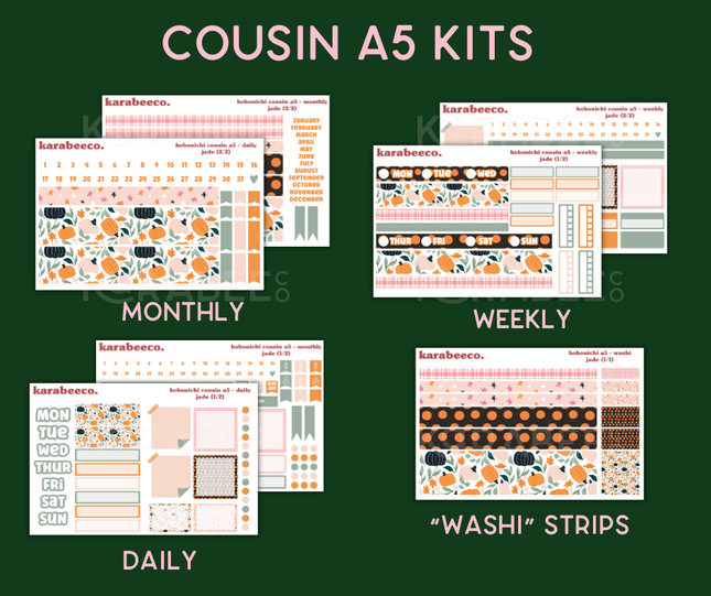 Jade Hobonichi Sticker Kit | Cousin A5, Techo A6, Weeks