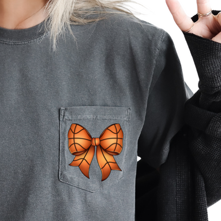 Comfort Colors Pocket Tee | Basketball Bow Coquette [560]
