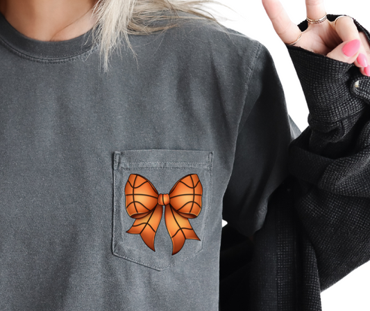 Comfort Colors Pocket Tee | Basketball Bow Coquette [560]