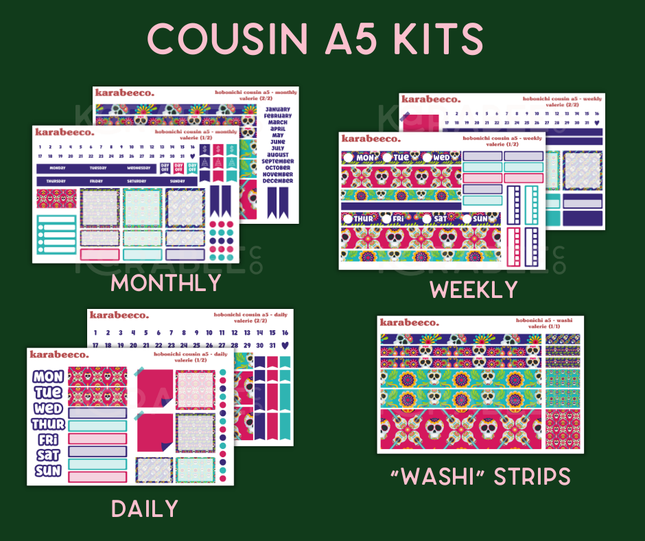 Valerie Hobonichi Sticker Kit | Cousin A5, Techo A6, Weeks