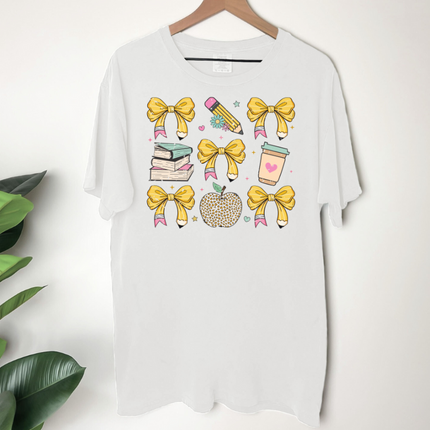 Comfort Colors Tee | Teacher Coquette Bows [371]