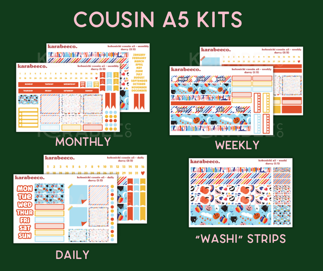 Darcy Hobonichi Sticker Kit | Cousin A5, Techo A6, Weeks