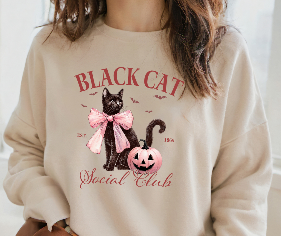 Gildan Crewneck | Halloween Black Cat Social Club [431]