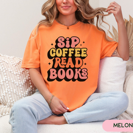 Comfort Colors Tee | Sip Coffee Read Books [B046]