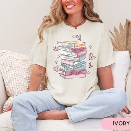 Comfort Colors Tee | Romance Book Stack [B027]