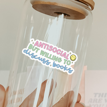 STICKER | Antisocial but Willing to Discuss Books | BOOKS00037