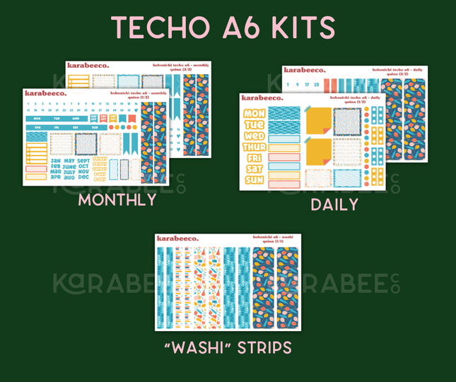 Quinn Hobonichi Sticker Kit | Cousin A5, Techo A6, Weeks